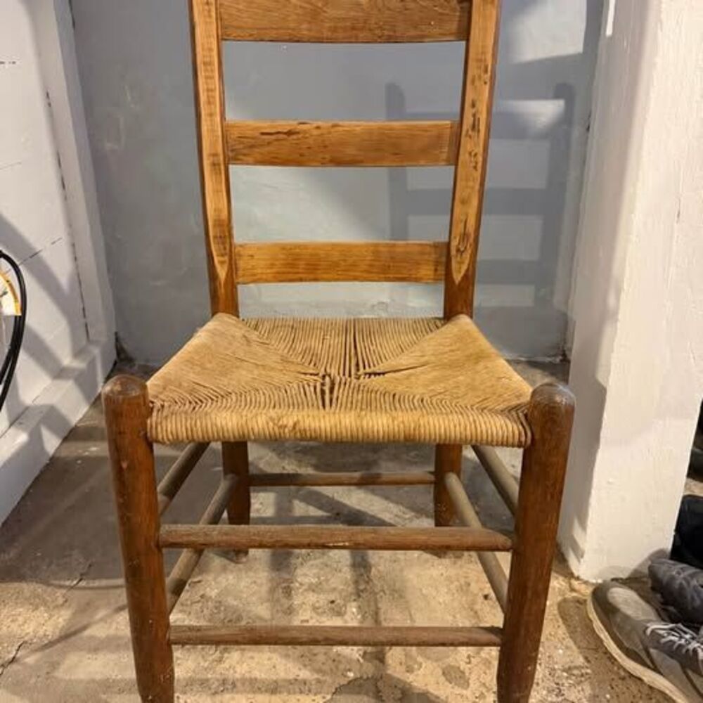 Vintage Ladder Back Chair with Rush Seat